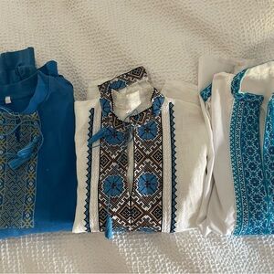 7 Kids Ukrainian shirts: 3 embroidery and 4 casual t shirt. Sz 3T and Up.